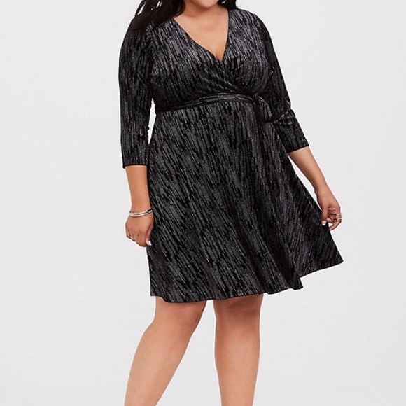 torrid Dresses & Skirts - Black Shimmery velvet wrap dress